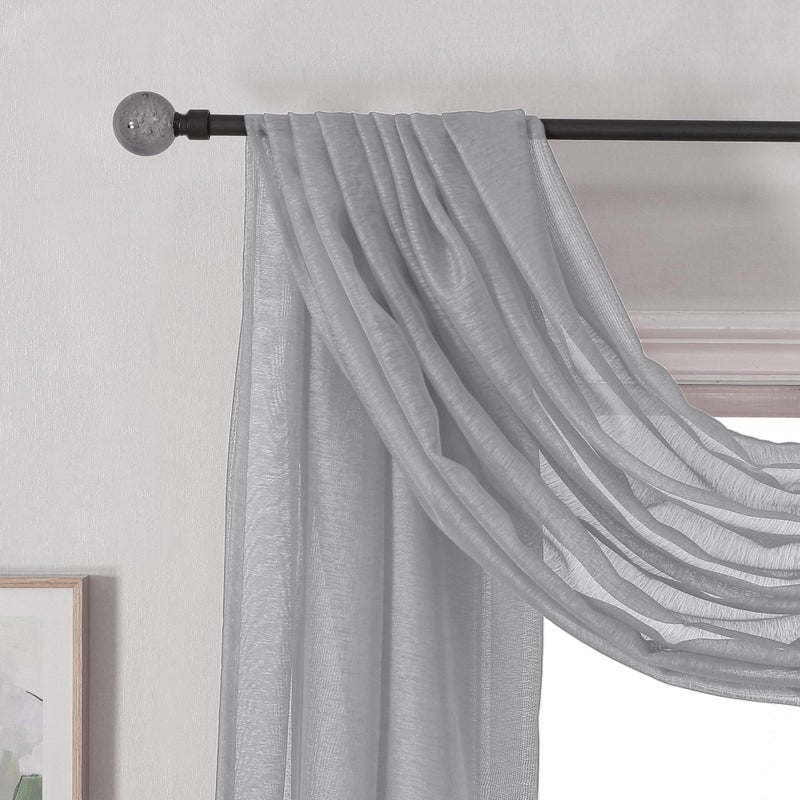 DONREN Grey Window Scarf for Background - Luxury Soft Sheer Scarf Add to Window Curtains for Enhanced Effect (52 by 216 Inch,1 Pack) - Image 5